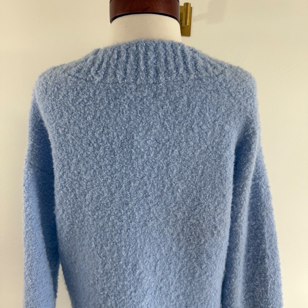 Aerie Teddy Boucle Knit Sweater S Light Blue Oversized Soft‎ Girl Cozy Lounge - Picture 7 of 12